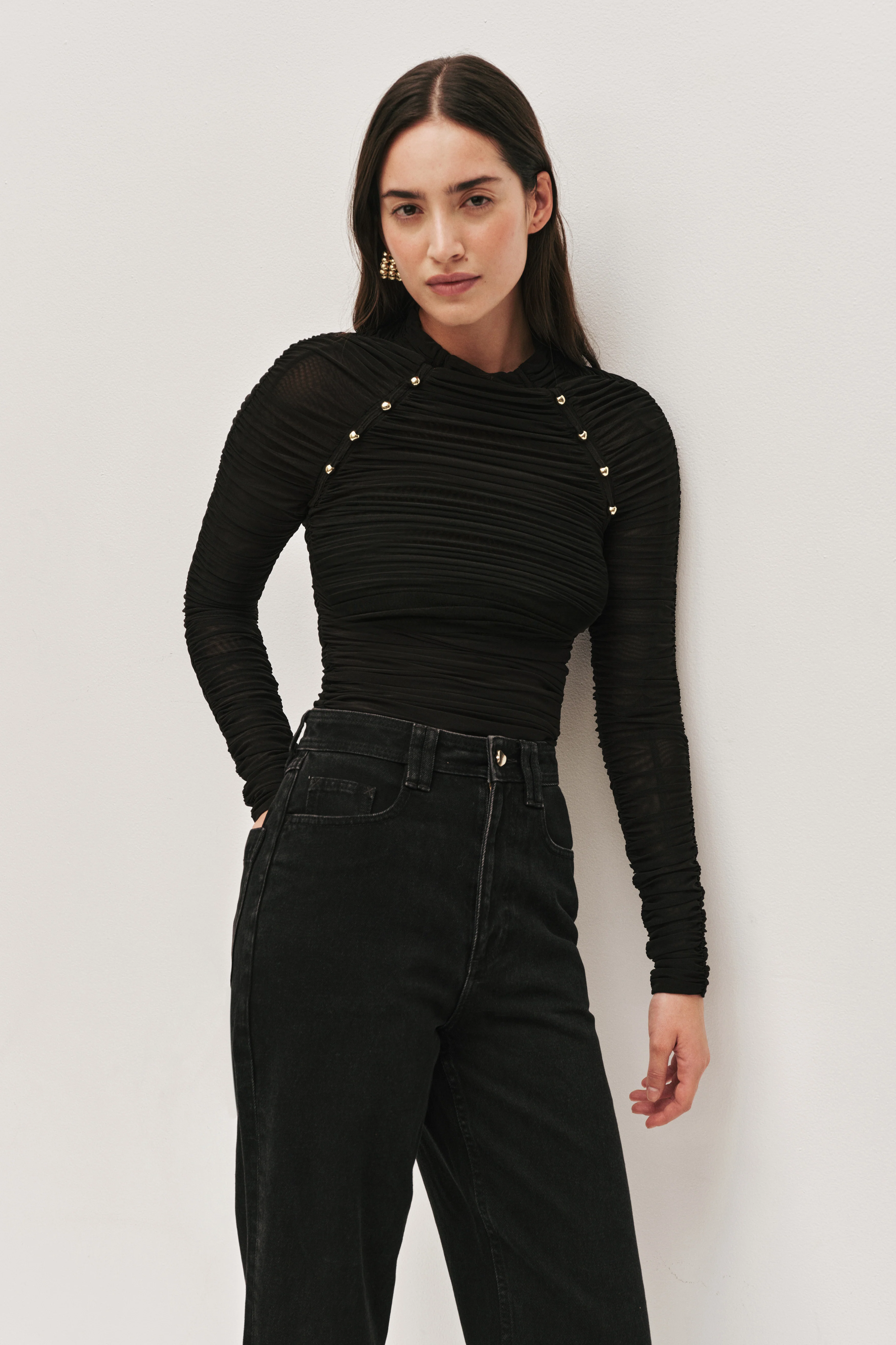 Carline Gathered Mesh Top - Image 3