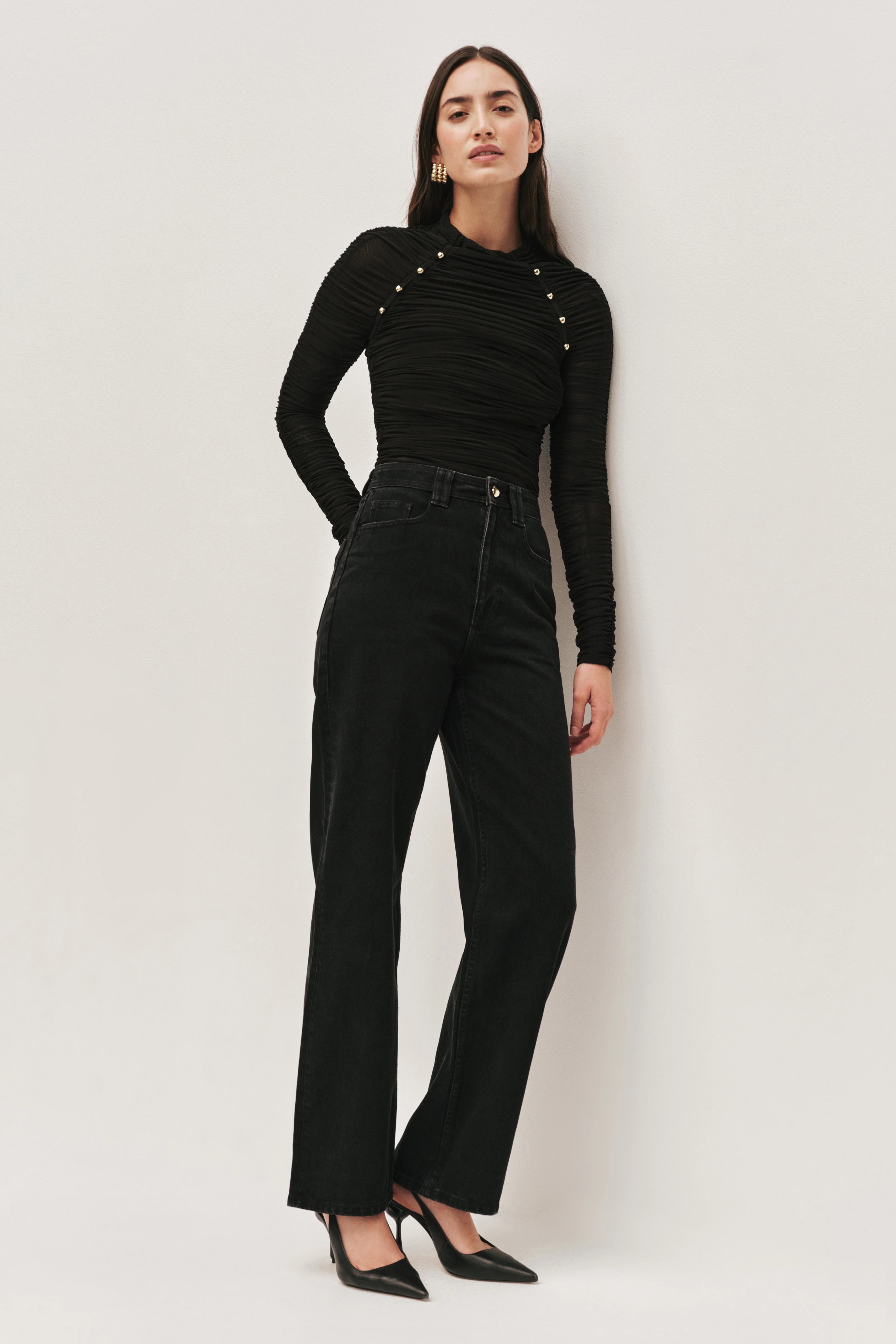 Carline Gathered Mesh Top - Image 4