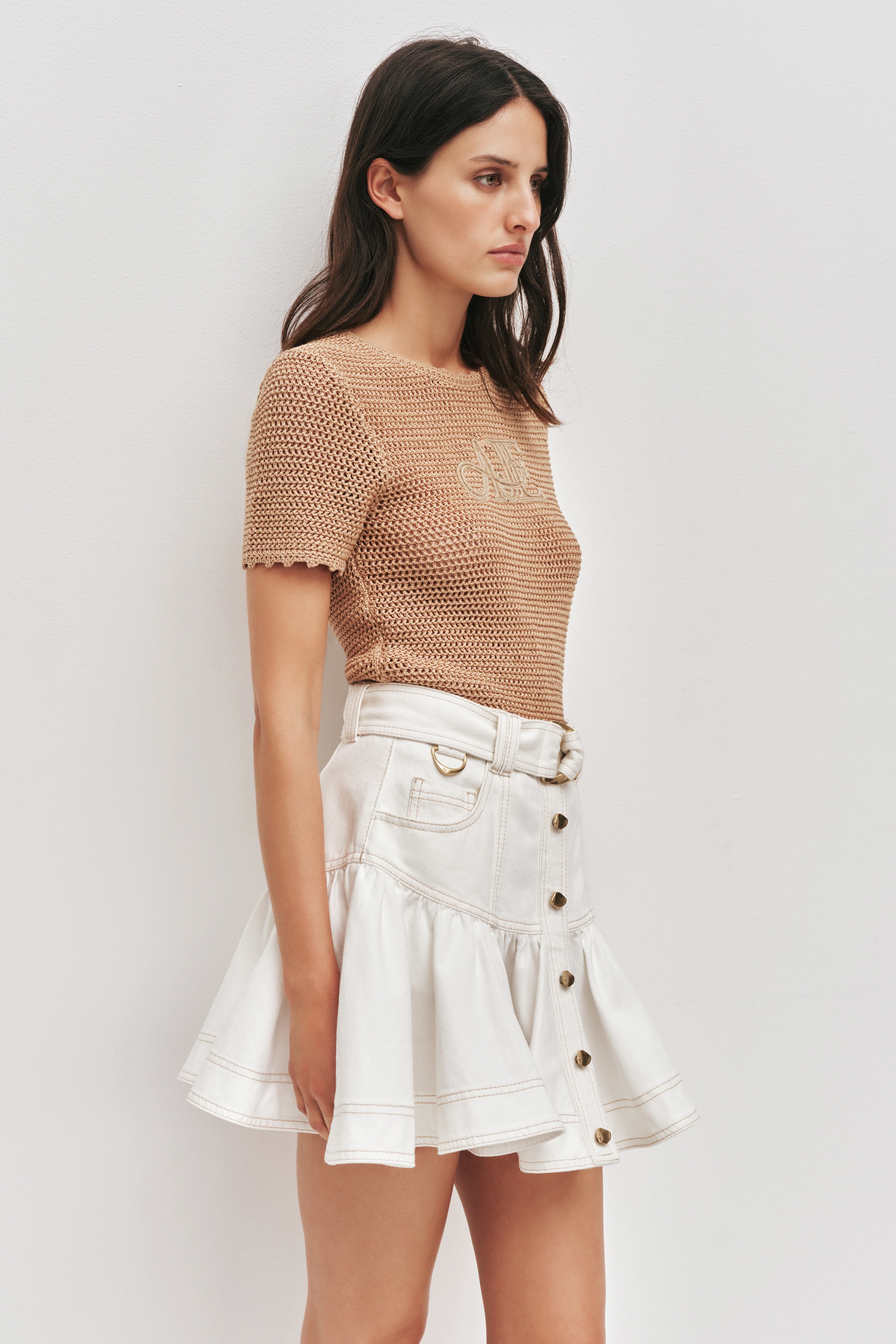 Elena Belted Denim Mini Skirt - Image 6